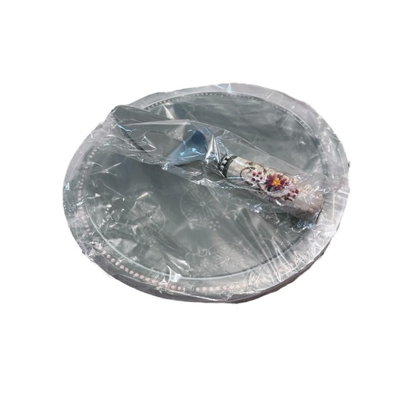 Temptations Old World Basketweave Pie Plate Server Set Poinsettia Christmas - Picture 2 of 11